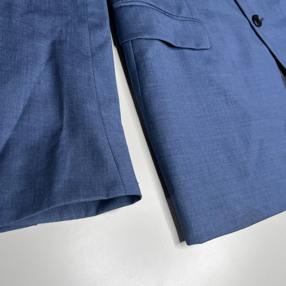 John Varvatos USA Mens Bedford 100% Wool Blazer Jacket Blue 42L 771155